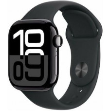 Apple Watch Series 10 Aluminium 42mm Αδιάβροχο με Παλμογράφο (Jet Black με Black Sport Band (S/M))