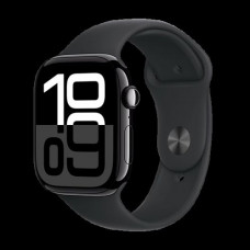 Apple Watch Series 10 Aluminium 42mm Αδιάβροχο με Παλμογράφο (Jet Black με Black Sport Band (M/L))