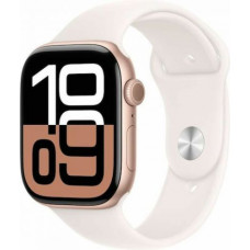 Apple Watch Series 10 Aluminium 46mm Αδιάβροχο με Παλμογράφο (Rose Gold με Light Blush Sport Band (M/L))