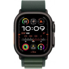 Apple Watch Ultra 2 2024 Titanium 49mm Αδιάβροχο με eSIM και Παλμογράφο (Black με Dark Green Alpine Loop - Medium)