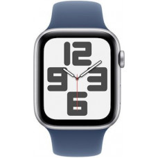 Apple Watch SE 2024 Aluminium 40mm Αδιάβροχο με Παλμογράφο (Silver με Denim Sport Band (M/L))