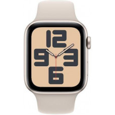 Apple Watch SE 2024 Aluminium 44mm Αδιάβροχο με Παλμογράφο (Starlight με Starlight Sport Band (S/M))