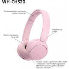 Sony WH-CH520 Ασύρματα / Ενσύρματα On Ear Ακουστικά με 50 ώρες Λειτουργίας και Quick Charge Ροζ
