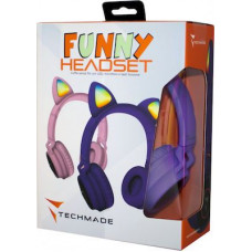 Techmade Ασύρματα / Ενσύρματα On Ear Ακουστικά Μωβ
